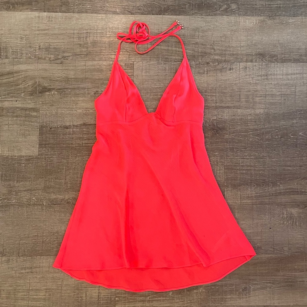 Free People neon pink/ orange mini dress